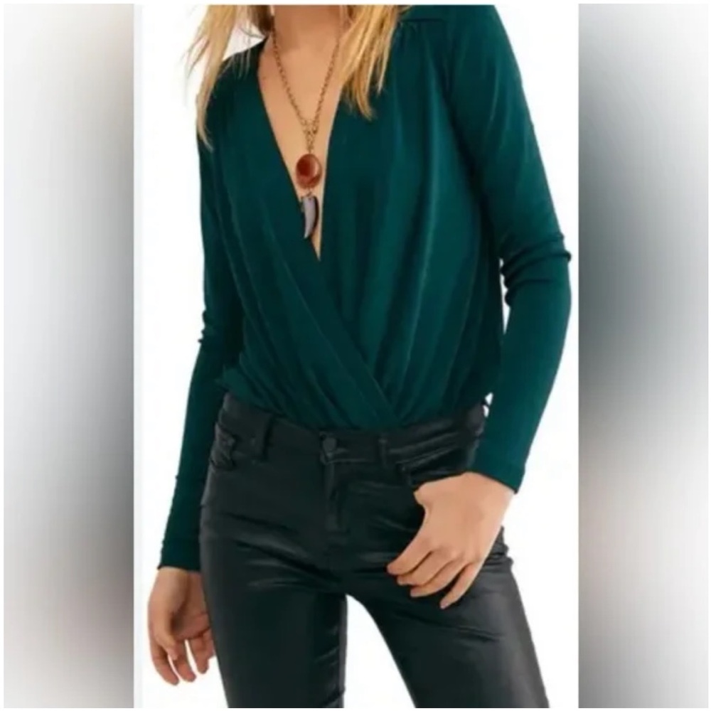 Free People Turnt Emerald Bodysuit